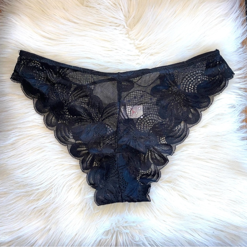 Naughty knickers floral lace panties underwear black large NWT
